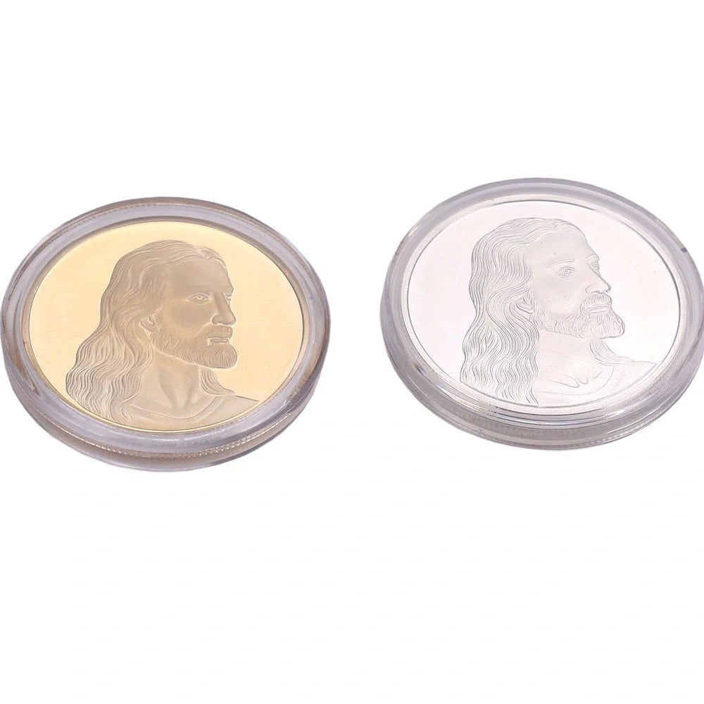 Jesus Commemorative Coin in gold and silver finishes, a symbol of faith and devotion
