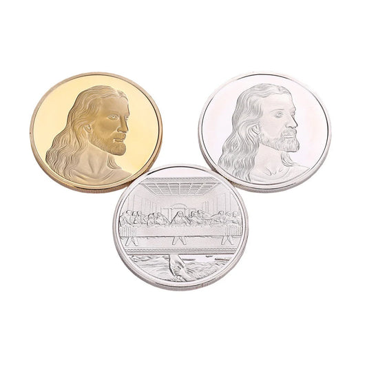 Jesus Commemorative Coin in gold and silver finishes, a symbol of faith and devotion