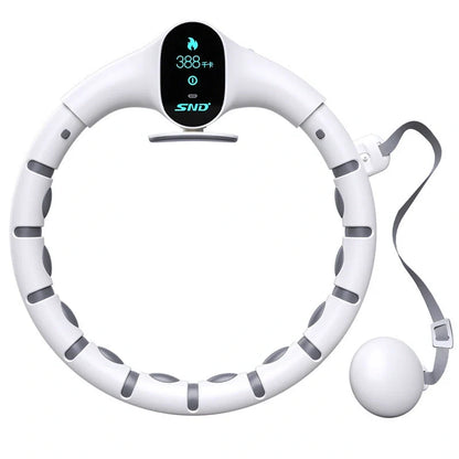 Adjustable fitness hoop in white with smart counting feature for waist slimming