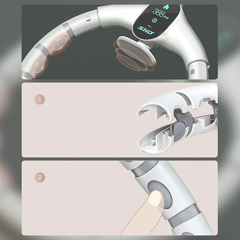 Adjustable fitness hoop in white with smart counting feature for waist slimming
