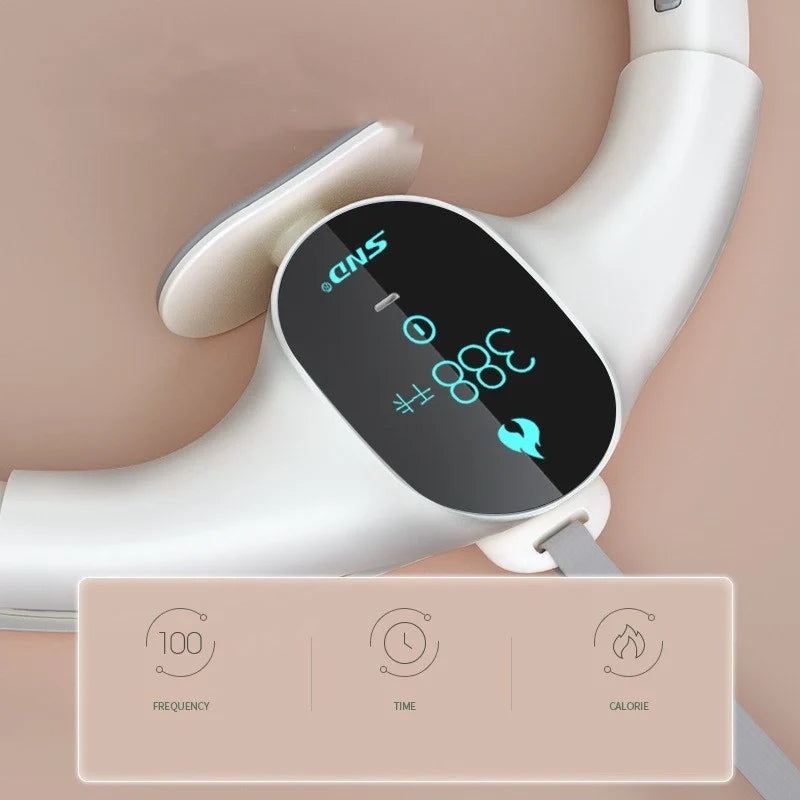 Adjustable fitness hoop in white with smart counting feature for waist slimming