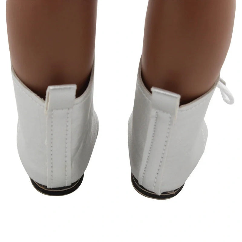 18-inch doll lace-up boots in PU leather, available in five colours