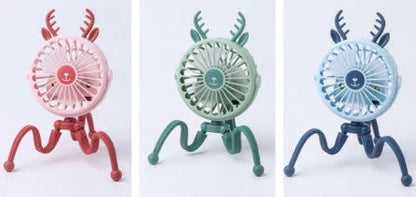 Portable USB Rechargeable Stroller Fan with Adorable Animal Design for Keeping Baby Cool and Comfortable
