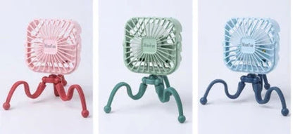 Portable USB Rechargeable Stroller Fan with Adorable Animal Design for Keeping Baby Cool and Comfortable