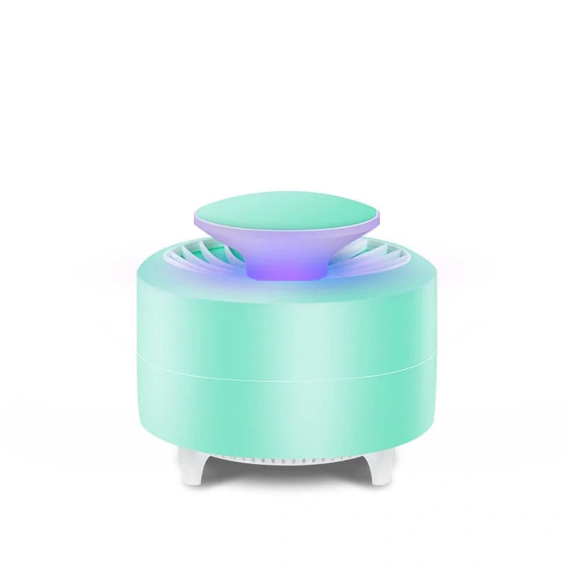 USB Electronic LED Mosquito Repellent Lamp in black and white, featuring escape-proof cage and removable tray