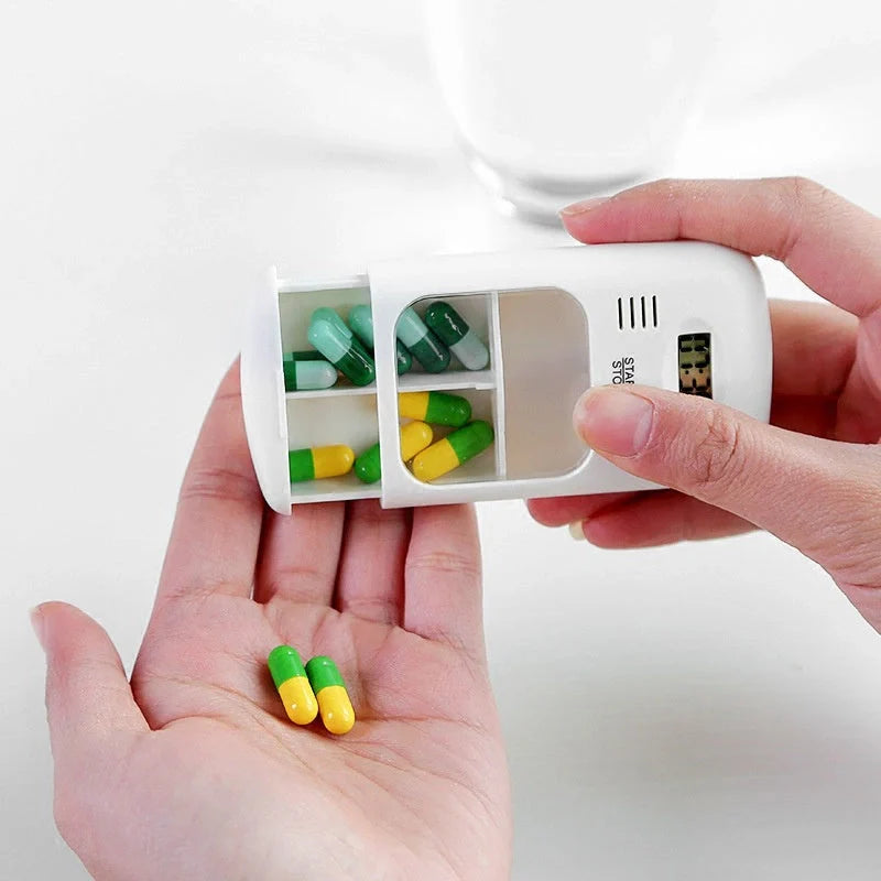 Mini portable pill reminder with LED display and countdown timer