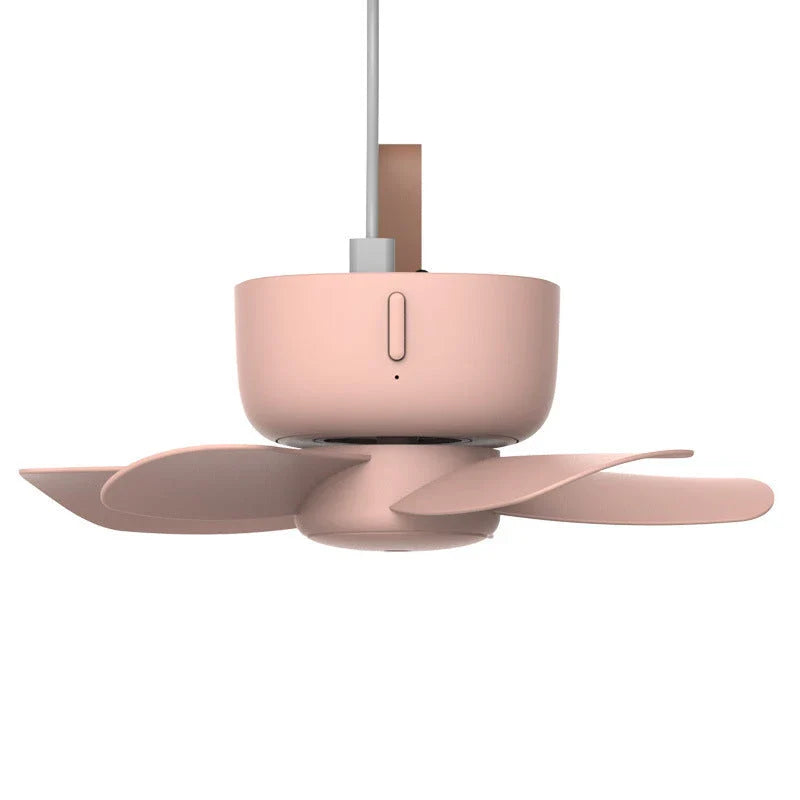 Stylish USB-powered ceiling fan with adjustable wind speeds and remote control for versatile cooling in any setting