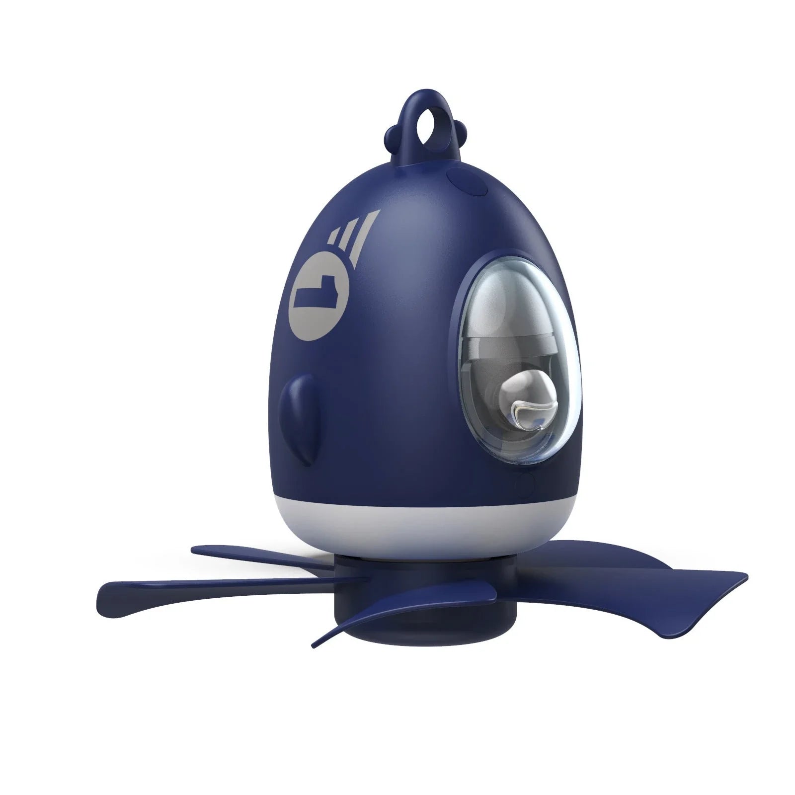 Compact aeroplane-inspired ceiling fan with adjustable night light for child's bedroom