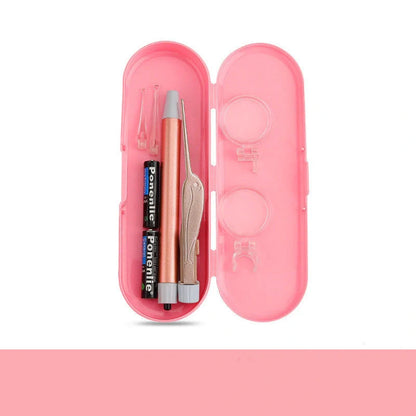 LED Light Ear Wax Removal Tool with magnifying glass and soft spoon head in blue, rose gold, and pink