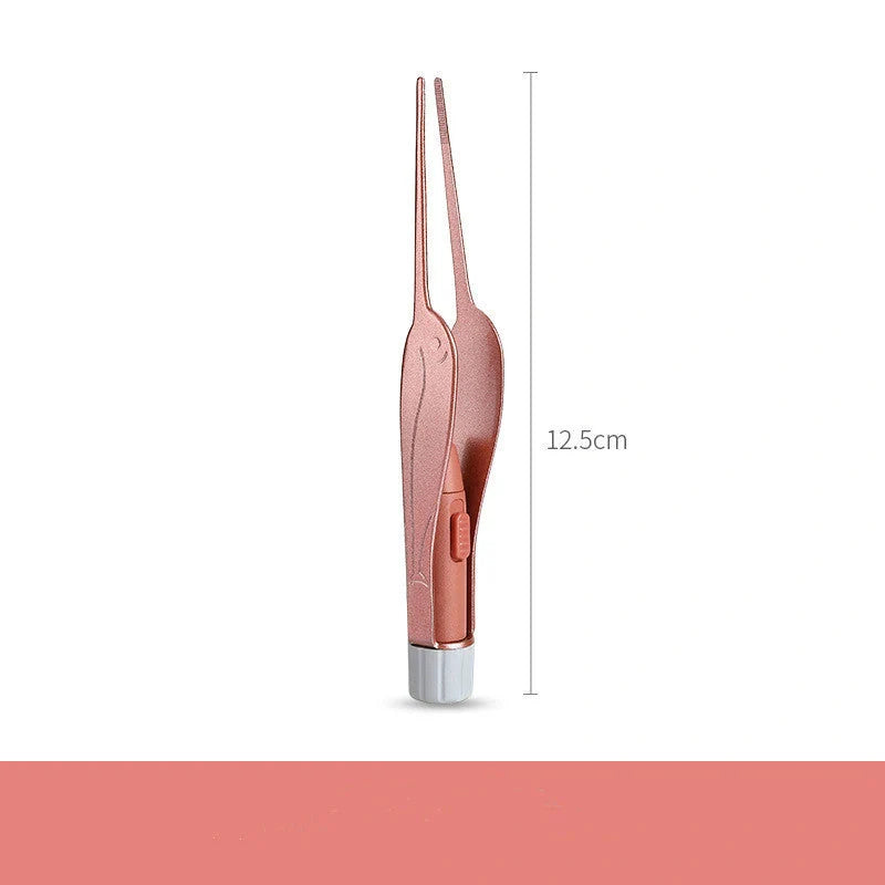 LED Light Ear Wax Removal Tool with magnifying glass and soft spoon head in blue, rose gold, and pink