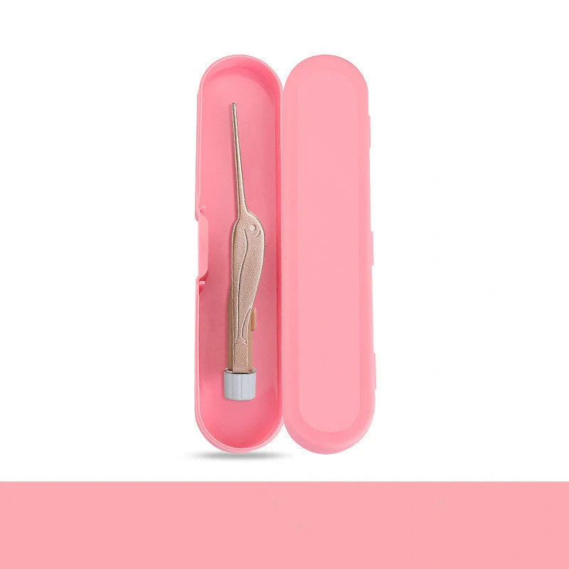 LED Light Ear Wax Removal Tool with magnifying glass and soft spoon head in blue, rose gold, and pink