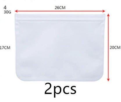 Reusable fresh keeping food storage bags made of durable PEVA material with silica gel and silicone for long-lasting food freshness