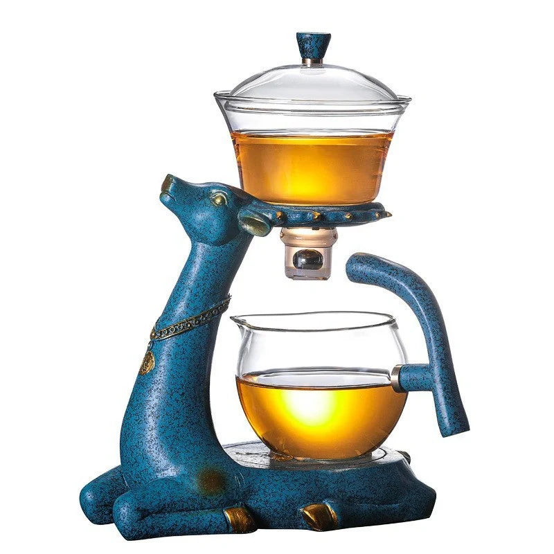 Creative Deer Glass Teapot with heat-resistant infuser for Turkish tea, 300 ml capacity