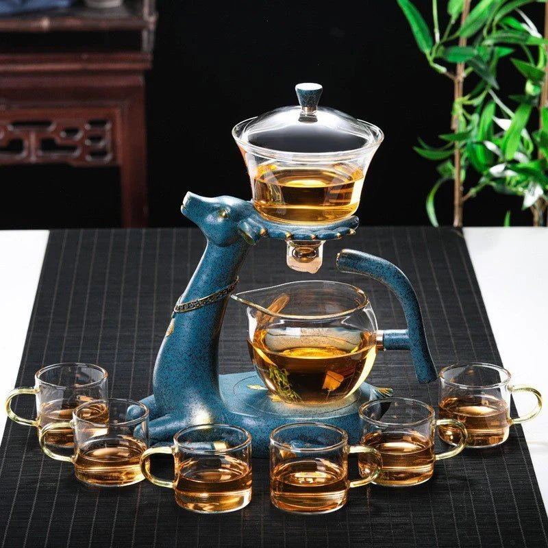 Creative Deer Glass Teapot with heat-resistant infuser for Turkish tea, 300 ml capacity
