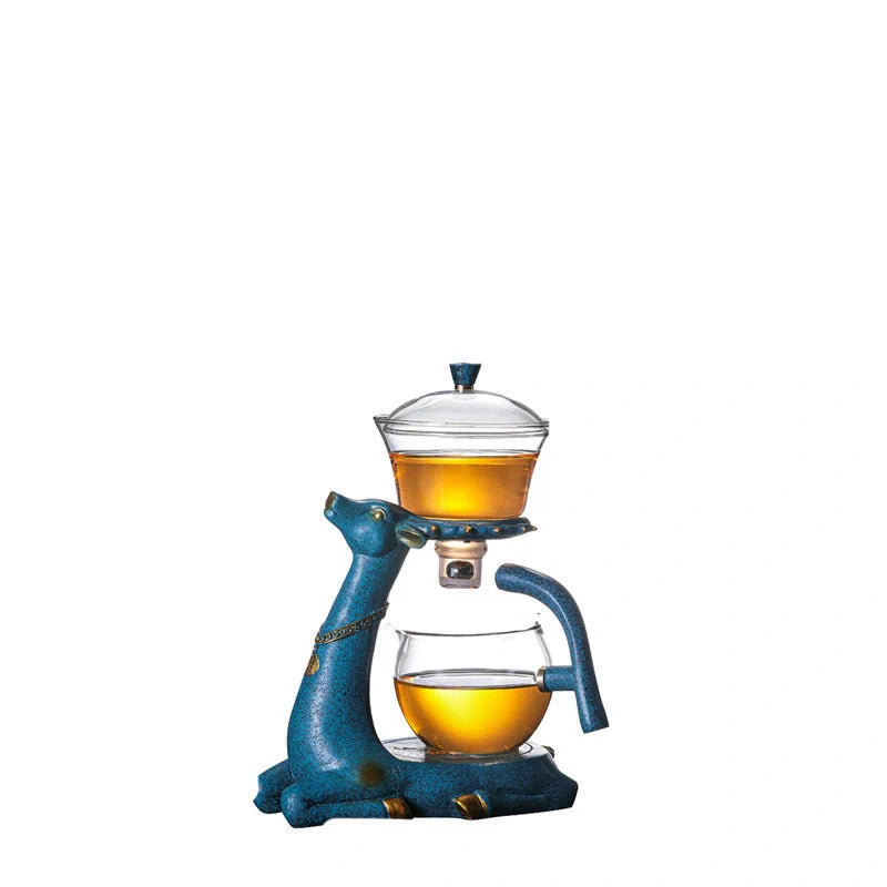 Creative Deer Glass Teapot with heat-resistant infuser for Turkish tea, 300 ml capacity