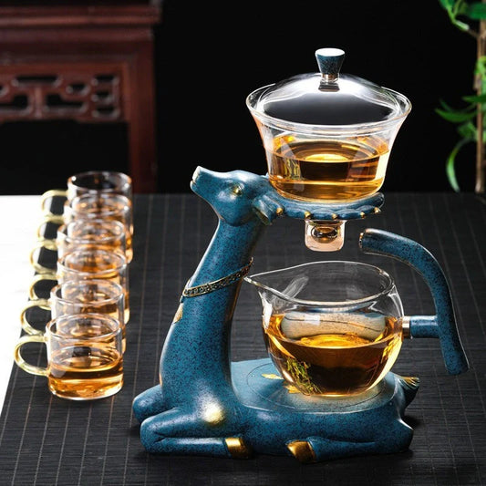Creative Deer Glass Teapot with heat-resistant infuser for Turkish tea, 300 ml capacity