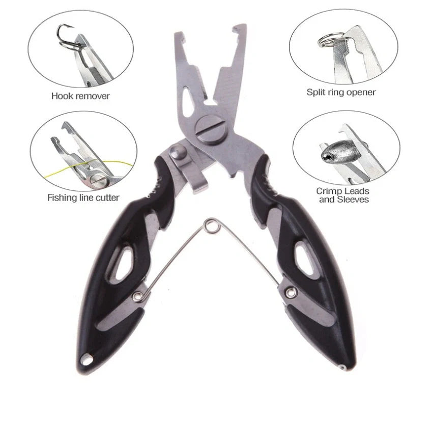 Premium stainless steel fishing pliers with fish lip grip for anglers