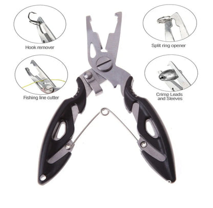 Premium stainless steel fishing pliers with fish lip grip for anglers