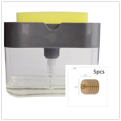 Sleek 2-in-1 soap dispenser and sponge caddy with push-button operation, modern design, and large 380ml capacity