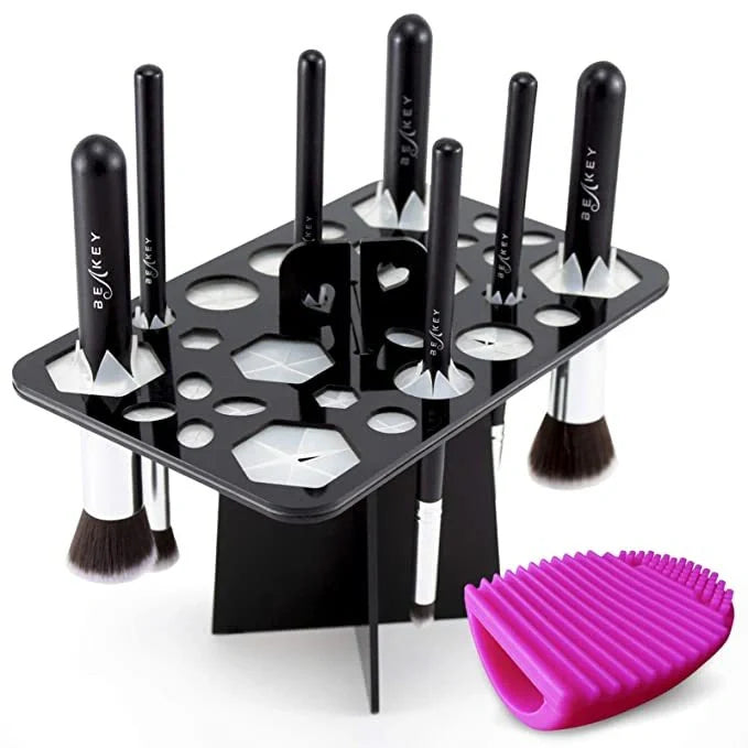 14-hole makeup brush holder in various colours for organising and drying brushes