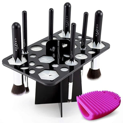 14-hole makeup brush holder in various colours for organising and drying brushes