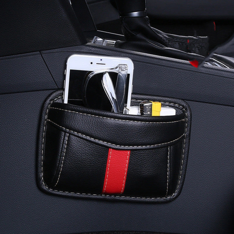 Adhesive car seat storage bag in various colours for secure item organisation