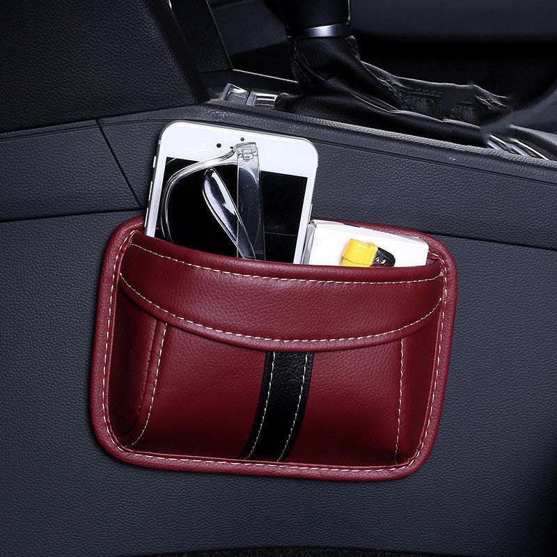 Adhesive car seat storage bag in various colours for secure item organisation