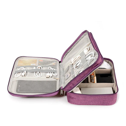 Waterproof electronic cable organizer bag with multiple compartments for travel and daily use