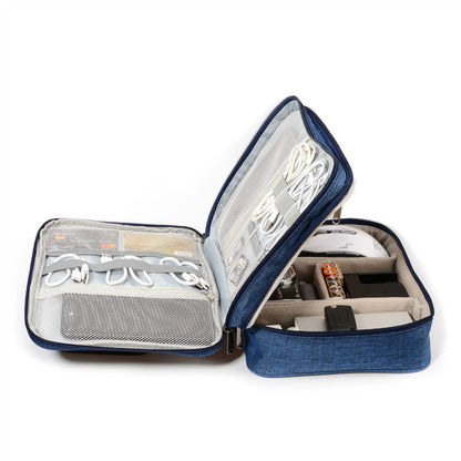 Waterproof electronic cable organizer bag with multiple compartments for travel and daily use