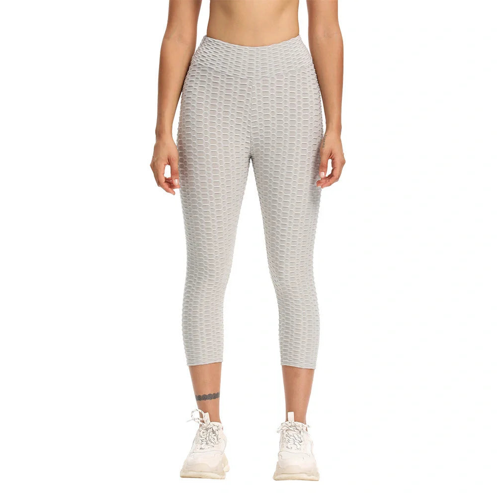Women's high-waisted yoga pants with butt lifting design in various colours