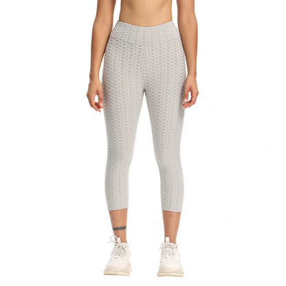 Women's high-waisted yoga pants with butt lifting design in various colours