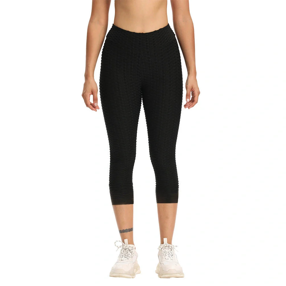 Women's high-waisted yoga pants with butt lifting design in various colours
