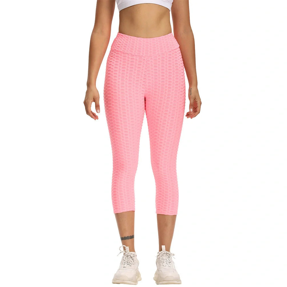 Women's high-waisted yoga pants with butt lifting design in various colours