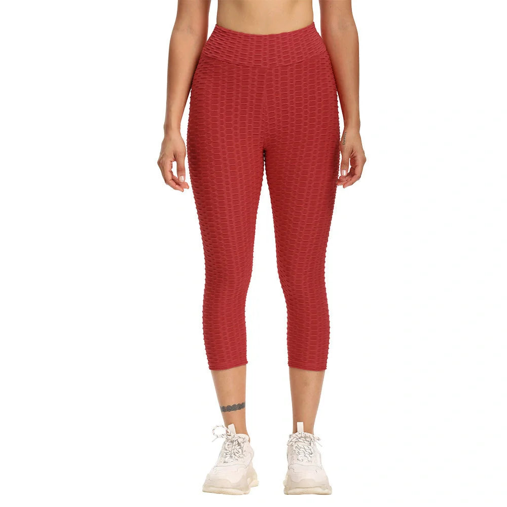 Women's high-waisted yoga pants with butt lifting design in various colours