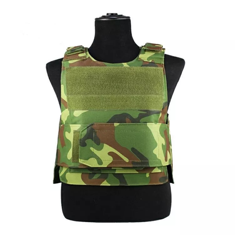 Black Hawk tactical vest in various camouflage patterns with adjustable straps