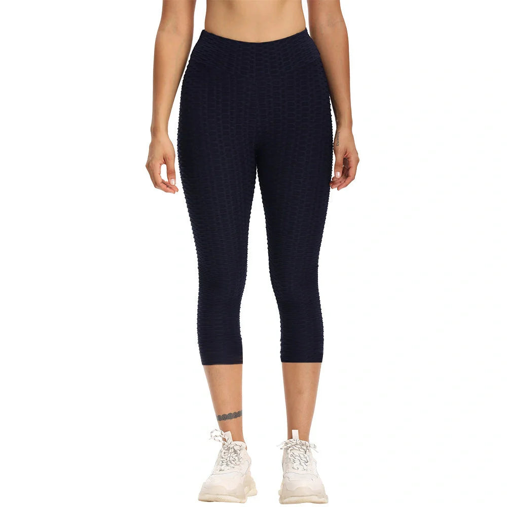 Women's high-waisted yoga pants with butt lifting design in various colours