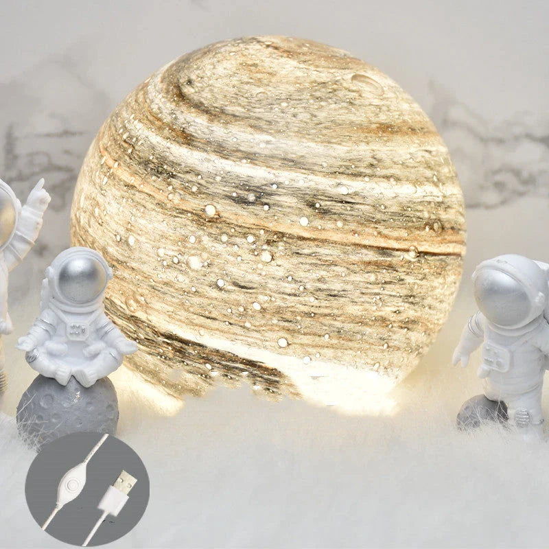 A mesmerising USB-powered night light featuring a captivating wandering earth design and adjustable lighting settings