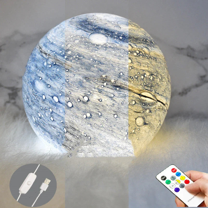 A mesmerising USB-powered night light featuring a captivating wandering earth design and adjustable lighting settings