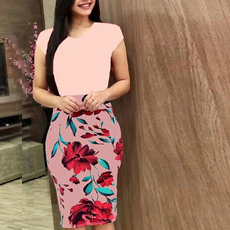 Elegant Printed Office Midi Pencil Dress for Women in various colours and sizes