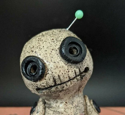 Handcrafted voodoo doll cone incense burner with smoke effect