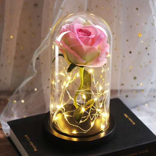 Immortal simulation rose with luminous LED ornament in various colours for wedding and party decor