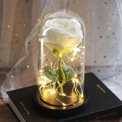 Immortal simulation rose with luminous LED ornament in various colours for wedding and party decor