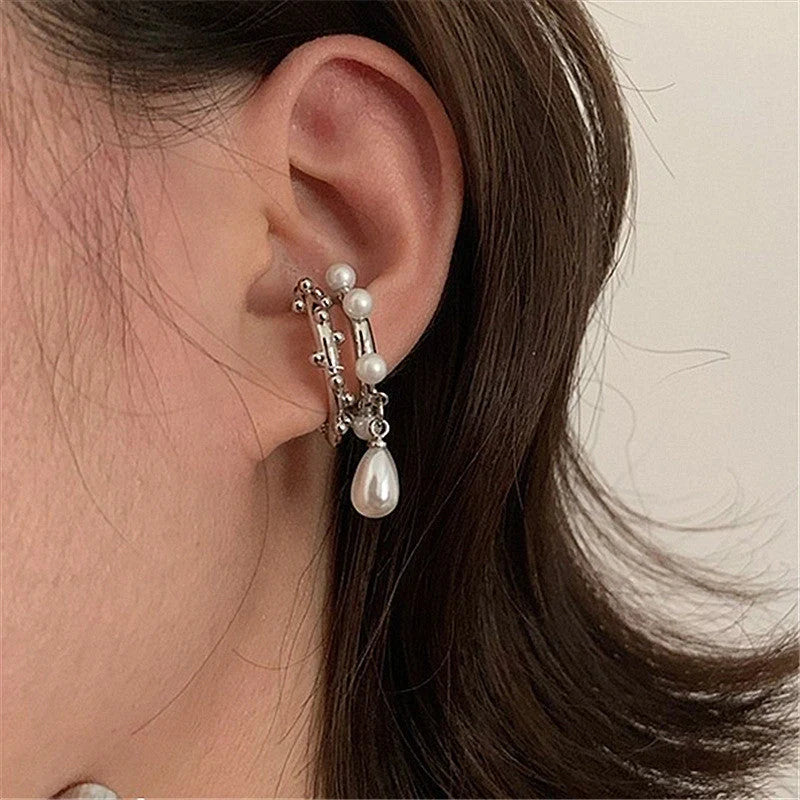 S925 Silver Two-piece Water Drop Pearl Ear Clip showcasing elegant design and craftsmanship