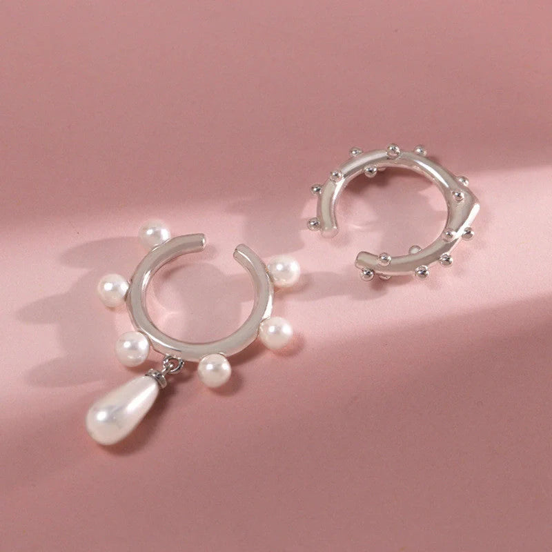 S925 Silver Two-piece Water Drop Pearl Ear Clip showcasing elegant design and craftsmanship