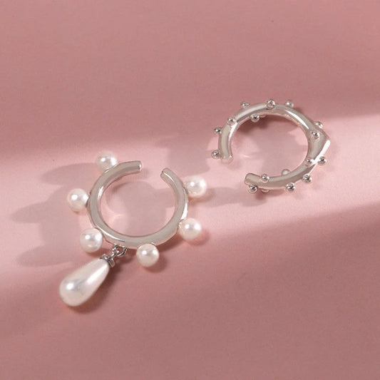 S925 Silver Two-piece Water Drop Pearl Ear Clip showcasing elegant design and craftsmanship
