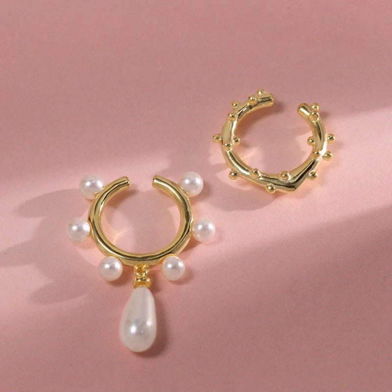 S925 Silver Two-piece Water Drop Pearl Ear Clip showcasing elegant design and craftsmanship