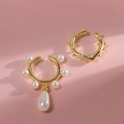 S925 Silver Two-piece Water Drop Pearl Ear Clip showcasing elegant design and craftsmanship