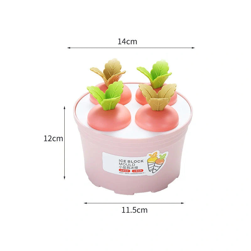 Carrot-shaped silicone ice cream mold for homemade desserts in various colors