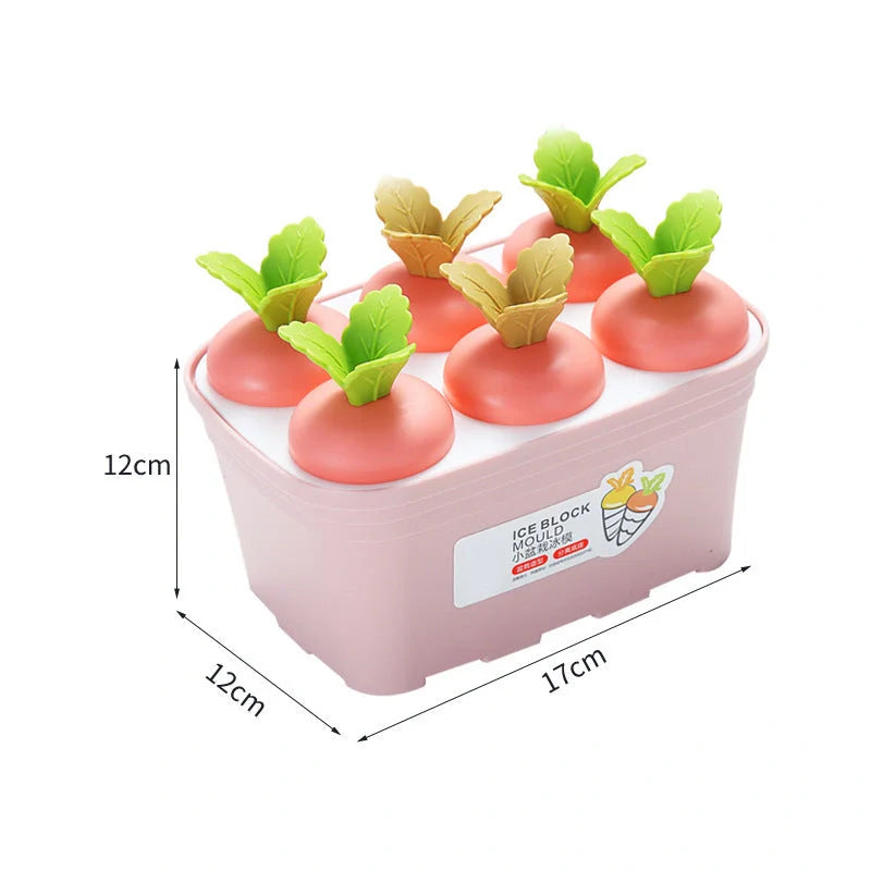 Carrot-shaped silicone ice cream mold for homemade desserts in various colors