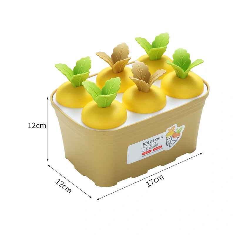 Carrot-shaped silicone ice cream mold for homemade desserts in various colors